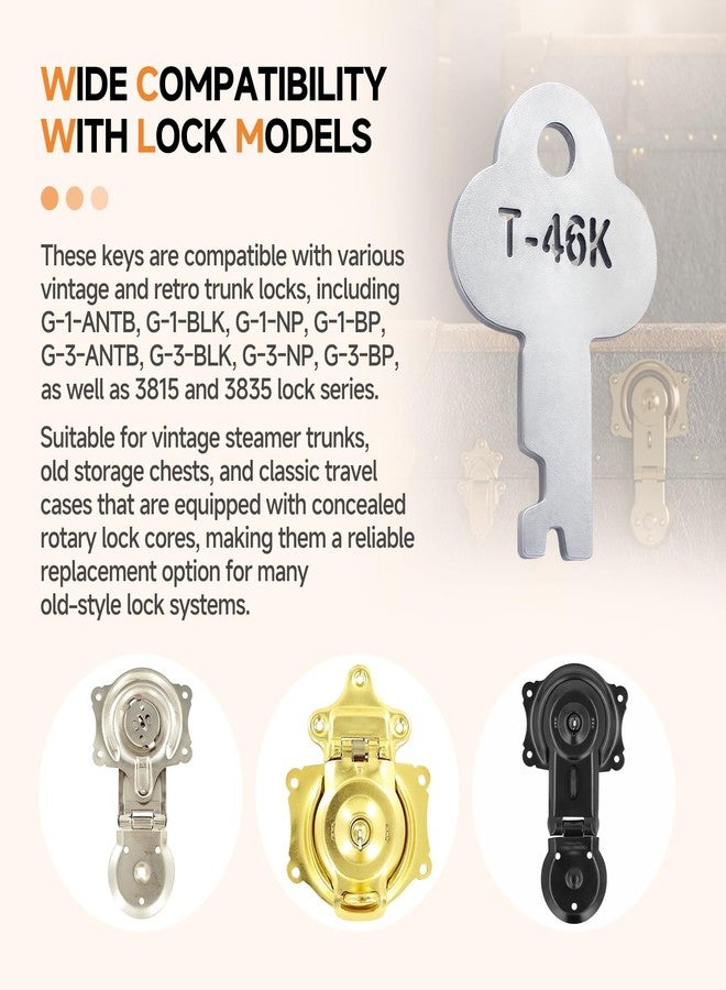 MUGLFPT (4-Pack) T-46K Trunk Lock Keys Replacement, Compatible with G‑1 & G‑3 Series Locks on Vintage Trunk, Antique Steamer Trunk, Also Fits 3815 & 3835 Series Trunk Lock, Replaces N-3815K - Image 3